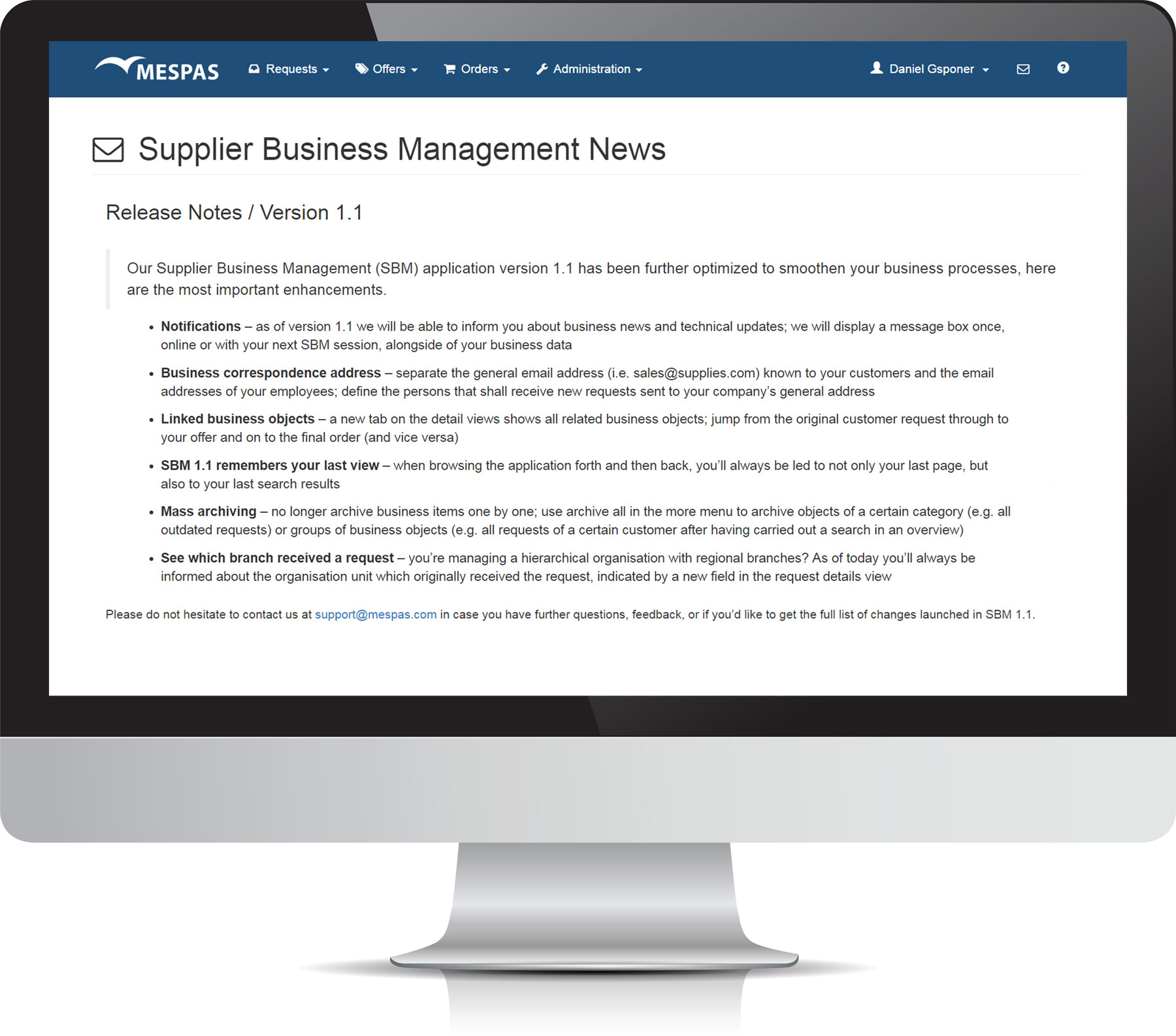 New Version 1.1 of Supplier Business Management is Launched